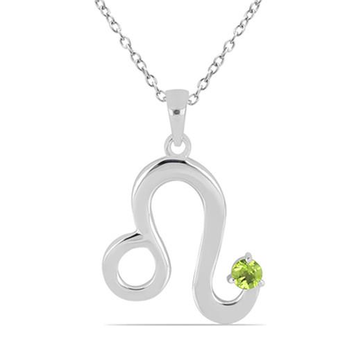 BUY 925 SILVER NATURAL PERIDOT GEMSTONE LEO PENDANT